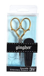 Gingher 1005279 Epaulette Embroidery Scissors 3.5-Width, Leather Sheath