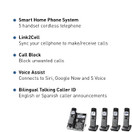 Panasonic Link2Cell Bluetooth Cordless Phone System with Voice Assistant, Call Block and Answering Machine, Expandable Home Phone with 5 Handsets – KX-TGF575S (Black with Silver Trim)