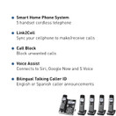 Panasonic Link2Cell Bluetooth Cordless Phone System with Voice Assistant, Call Block and Answering Machine, Expandable Home Phone w/ 5 Handsets – KX-TGF575S (Black with Silver Trim)