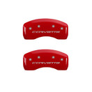 MGP Caliper Covers 13008SCV6RD Corvette C6 Logo Type Caliper Cover with Red Powder Coat Finish and Silver Characters, (Set of 4)