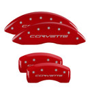 MGP Caliper Covers 13008SCV6RD Corvette C6 Logo Type Caliper Cover with Red Powder Coat Finish and Silver Characters, (Set of 4)