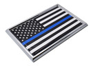 Elektroplate Standard Police Flag Blue Line Chrome Auto Emblem, Metal