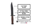 Ontario OKC3S Marine Bayonet, Tan Handle, Black Blade, with Sheath