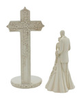 CB Avalon Gallery 6.9-inch Couple with Cross and Wedding Rings 2-Piece Wedding Cake Topper