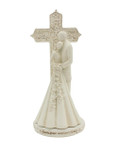 CB Avalon Gallery 6.9-inch Couple with Cross and Wedding Rings 2-Piece Wedding Cake Topper