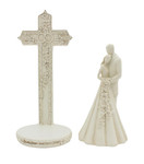 CB Avalon Gallery 6.9-inch Couple with Cross and Wedding Rings 2-Piece Wedding Cake Topper