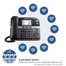 Panasonic Office Phone, Expandable 4-Line Desk Phone for Small and Medium Business, Corded Phone Base Station Expandable Up to 10 Business Phones Wirelessly - KX-TGW420B (Black)