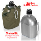 Maxam Aluminum Canteen With Cover and Cup, 32 Ounce