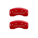 MGP Caliper Covers 13008SCV6RD Corvette C6 Logo Type Caliper Cover with Red Powder Coat Finish and Silver Characters, Set of 4