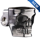 Kruzer Kustom Kaddy Chrome Skull Motorcycle, Cup Holder HANDLE BAR Mount