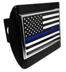 Elektroplate Police Flag Black Metal Hitch Cover | POLICE-FLAG-BLK-HRC