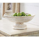 Mud Pie - Beaded Wood Pedestal Bowl