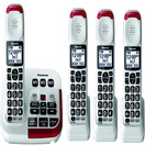 Panasonic KX-TGM420W + (3)KX-TGMA44W Amplified Cordless Phone with Digital Answering Machine Expandable up to 6 Handsets & Voice Volume Booster 40 dB