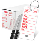 Poly Tag Key Tags with Ring ( White ) – 250 Key Tag Count. Includes 250 Rings and 2 Fine Point Pens. Car Key Tags Plastic || Automotive Key Tags || Dealer Tags