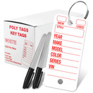 Poly Tag Key Tags with Ring ( White ) – 250 Key Tag Count. Includes 250 Rings and 2 Fine Point Pens. Car Key Tags Plastic | Automotive Key Tags | Dealer Tags