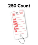 Poly Tag Key Tags with Ring ( White ) – 250 Key Tag Count. Includes 250 Rings and 2 Fine Point Pens. Car Key Tags Plastic | Automotive Key Tags | Dealer Tags