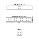 Interstate Pneumatics FPM44S Aluminum Rectangle Pencil Manifold 4 Way Outlet 1/4-Inch NPT Female