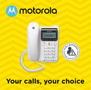 Motorola CT610 Corded Telephone with Answering Machine and Advanced Call Blocking, White,