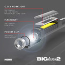 NEBO BIG LARRY 2 - GRAY 500 Lumens COB Work Light and 200 Lumens Flashlight