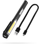 NEBO Larry-Trio Rechargeable Work Light: features a 300 lumen work light, 200 lumen spot light, less than 5mW red laser; equipped with magnetic base; battery and cable included - 6868 BLACK