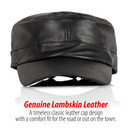 Casual Outfitters Solid Genuine Lambskin Leather Cap