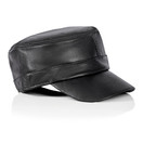 Casual Outfitters Solid Genuine Lambskin Leather Cap - Black