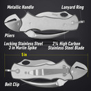 Maxam Sailor's Tool, a Powerful Multi-Use Sailor's Knife, Ideal for Boating, Fishing, or Sailing, Silver