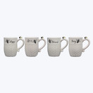 Ceramic Bee Coffee Mug Cup - Set of 4