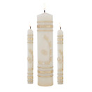 Will & Baumer Gold Toned Floral Wedding Candle Unity Set w/ Ring Design, Set of 3