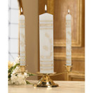 Will & Baumer Gold Toned Floral Wedding Candle Unity Set w/ Ring Design, Set of 3