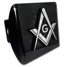 Masonic Square and Compasses Black All Metal Hitch Cover