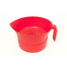 Red Easy Greasy Plastic Strainer with Handle -3 Pc Colander Set - Ground Beef Grease Strainer (Red)