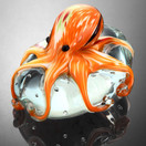 SPI Home Art Glass Orange Octopus Paperweight