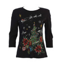 Jess & Jane Deer Santa Christmas Top in Multi (14-1437BK)