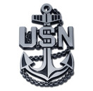 Elektroplate USN Navy Anchor Chrome Auto Emblem - All Metal