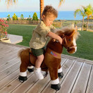 PonyCycle Authentic Riding Horse Toddler Ride on Toys for Boys (with Brake/ 30" Height/ Size 3 for Age 3-5) Mechanical Pony Ride Plush Brown Ux324
