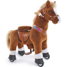 PonyCycle Authentic Riding Horse Toddler Ride on Toys for Boys (with Brake/ 30" Height/ Size 3 for Age 3-5) Mechanical Pony Ride Plush Brown Ux324