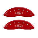 MGP Caliper Covers 10239SFRDRD Red Powder Coat Finish Front and Rear Caliper Cover, Set of 4 (Oval logo/Ford Silver Characters, Engraved)