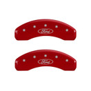 MGP Caliper Covers 10239SFRDRD Red Powder Coat Finish Front and Rear Caliper Cover, Set of 4 (Oval logo/Ford Silver Characters, Engraved)