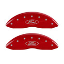 MGP Caliper Covers 10239SFRDRD Red Powder Coat Finish Front & Rear Caliper Cover, Set of 4 (Oval logo/Ford Silver Characters, Engraved)