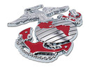 Elektroplate Marines Premium Anchor Red Chrome Auto Emblem