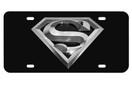 Superman Silver 3D Black License Plate - All Metal