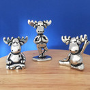 Basic Spirit Yoga Moose Poses Pewter Miniature Figurines Statues Gifts Namaste Zen | MN-8