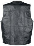 Giovanni Navarre Italian Stone Design Leather Biker Vest - Black, Large 