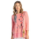 Jess & Jane Mineral Washed 100% Cotton Tunic Top With Georgette Contrast Medium