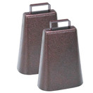 7 Inch Steel Cow Bell with Handle and Antique Copper Finish, 2-Pack