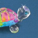 Glass Baron Rainbow Snow Cone Small Turtle Figurine w/ Swarovski Crystal