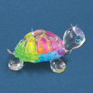 Glass Baron Rainbow Snow Cone Small Turtle Figurine w/ Swarovski Crystal