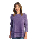 Jess & Jane Mineral Washed 100% Cotton Slub Layered Tunic M66-PUR Purple 