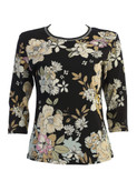 Jess & Jane Women's Peony Cotton Tee Shirt Top | 14-1645 BK Large